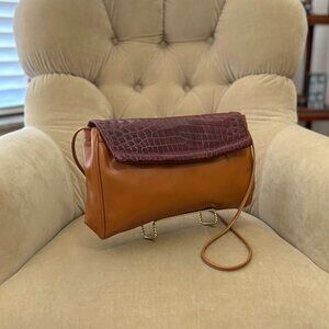 VTG Auth COLOMBO Milano Genuine Crocodile & Leather Convertible Crossbody Clutch
